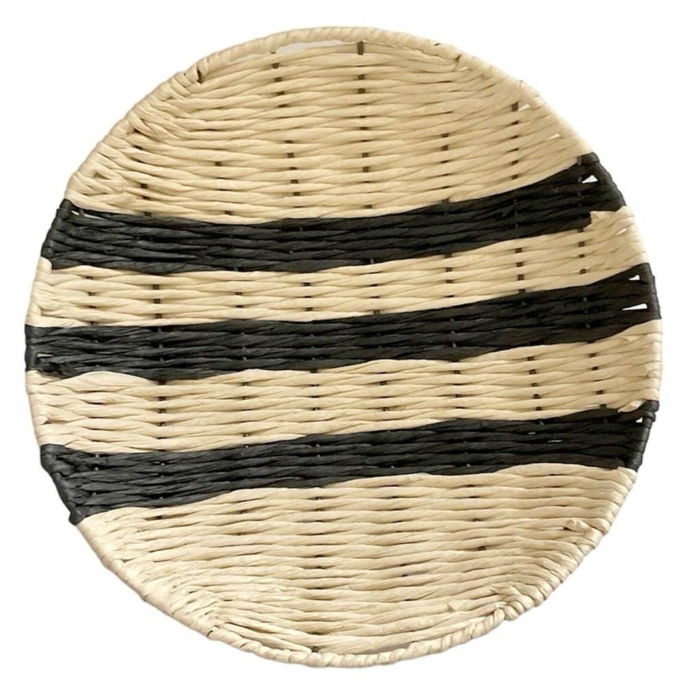 Black and Tan Decorative Woven Basket